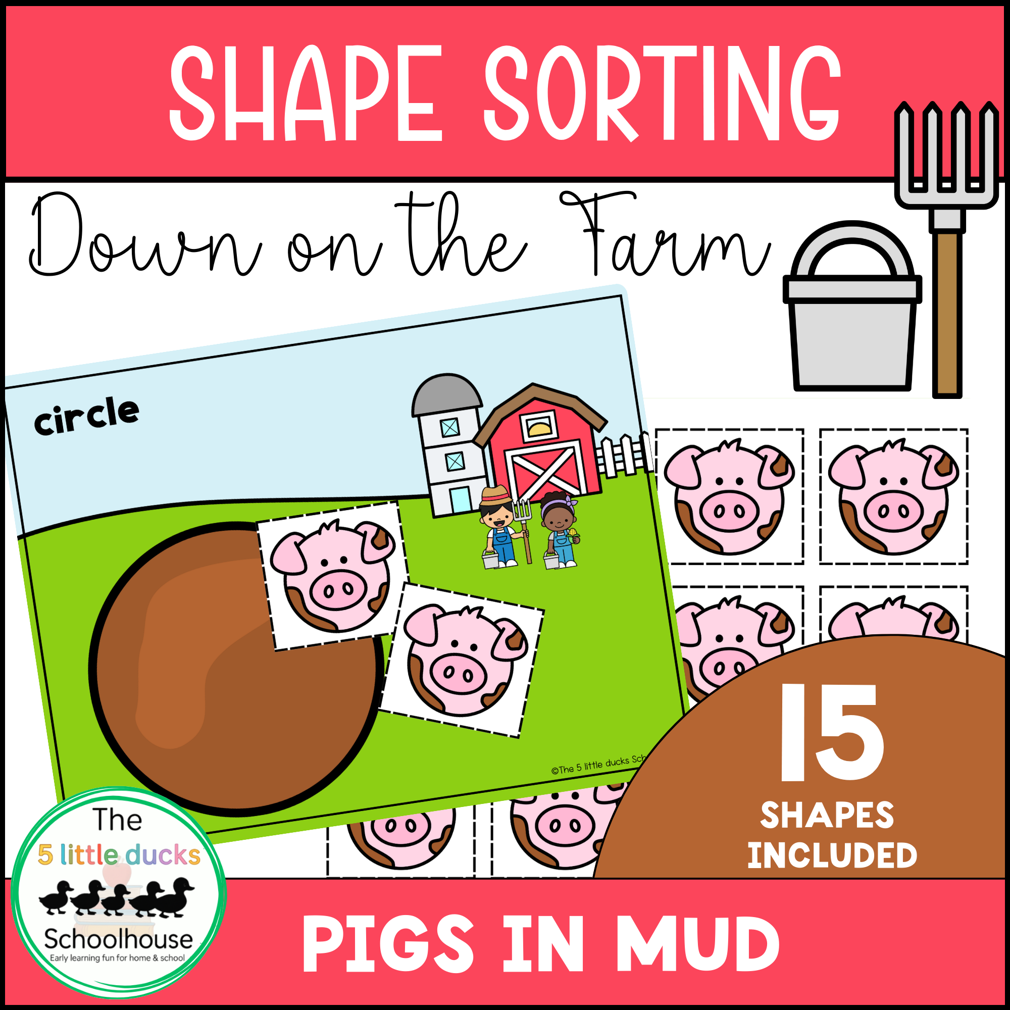 Home 8 Pigs in Mud shape sorting resource