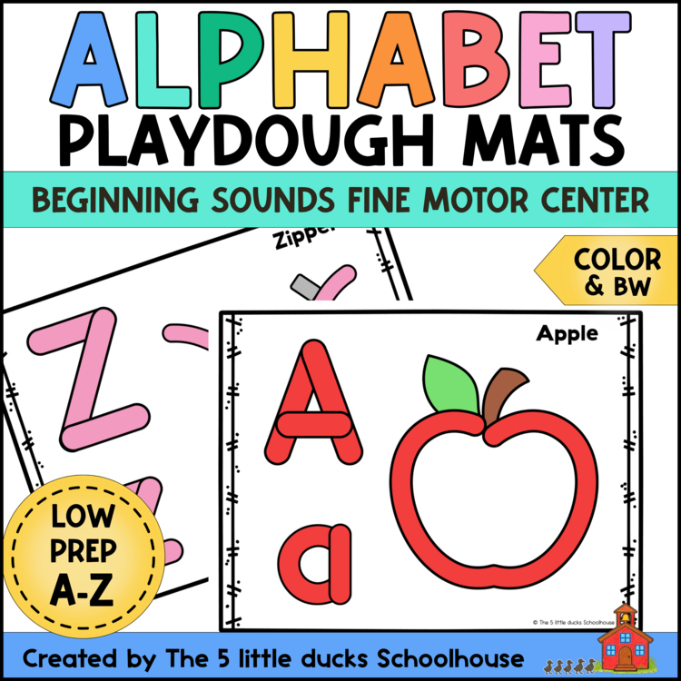 Home 7 Alphabet playdough mats for beginning sounds letter formation and fine motor practice A to Z