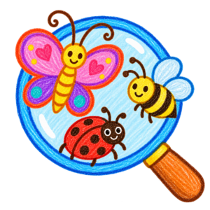 Home 6 Magnifying glass with butterfly, ladybug, and bee for preschool science and life cycle activities