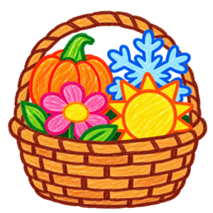 Home 5 Crayon basket with seasonal symbols for preschool seasonal and holiday activities